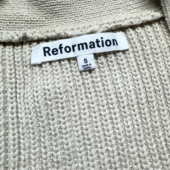 Reformation Jessa Knit Cardigan Sweater 100% Cotton Cream Small - Picture 11 of 11